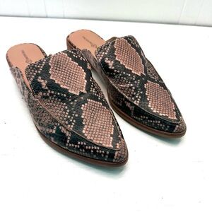 Treasure & Bond Kallie Faux Snakeskin Mules Flats Slides Pink Black Size 7